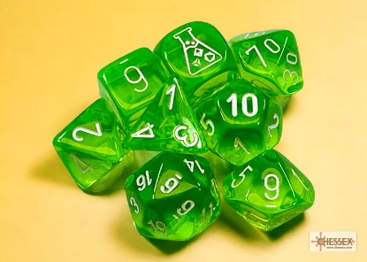 7-Die Set: Translucent Rad Green/white Polyhedral - CHX 30062